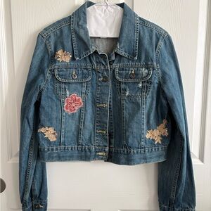 Embroidered Blue Denim Jacket - Women's